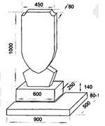 Чертеж памятника на могилу из гранита